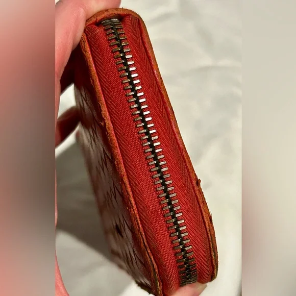 Bottega Veneta Red Woven Leather Clutch
